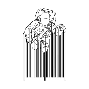 Space Series: Astronaut Bar Code (Black Graphic) T-Shirt