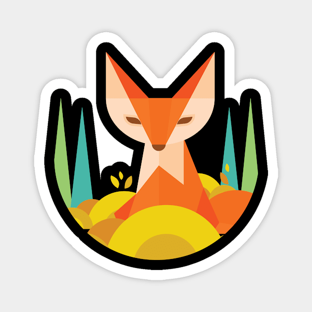 GEOMETRIC FOX beautiful colorful Magnet by Midoart