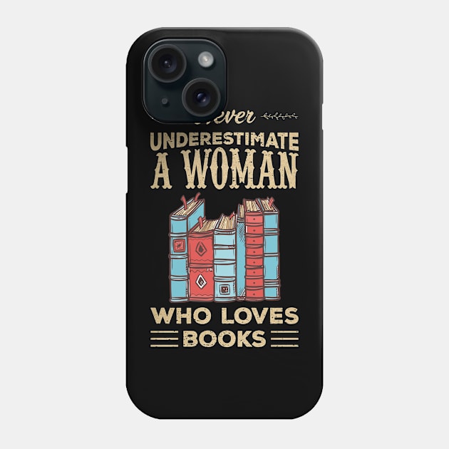 Never Underestimate A Girl Who Loves Books Phone Case by Cartel