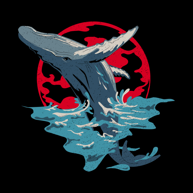 Whale Art - Humpback Whale Breaching Anime Style by bangtees