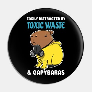 Easily Distracted by Toxic Waste and Capybaras Cartoon Pin