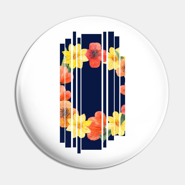 Flower wreath Pin by SaturnPrints