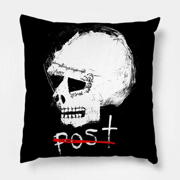 Post Skull Doodle White Pillow by Mijumi Doodles