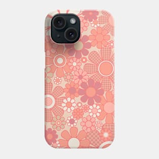 Retro Garden Gingham Flowers Vintage Pink Peach Pastel Pattern Phone Case