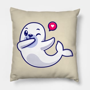 Cute Seals Dabbing Cartoon Pillow