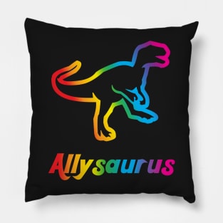 Allysaurus Gay Pride Parade Rainbow Dinosaur Pillow