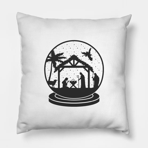 Nativity Scene Christmas Balls Pillow by BadrooGraphics Store