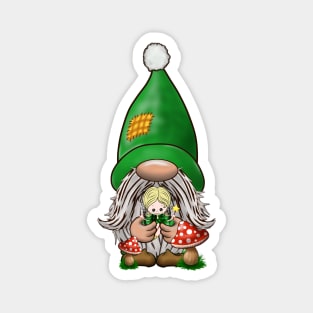 Dwarf Gnome and Tiny Elf Fairy Fantasy Cartoon Characters Magnet