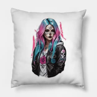 Punk Day of the Dead Girl! Pillow