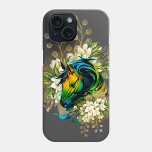 Wonderful colorful horse with flowers Phone Case