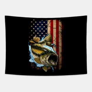 American Flag Bass Fishing Gifts For Fisherman Fish Fishing Tapestry