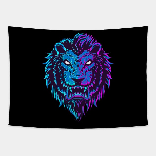 Lion Glow In The Dark Tapestry by yoy vector