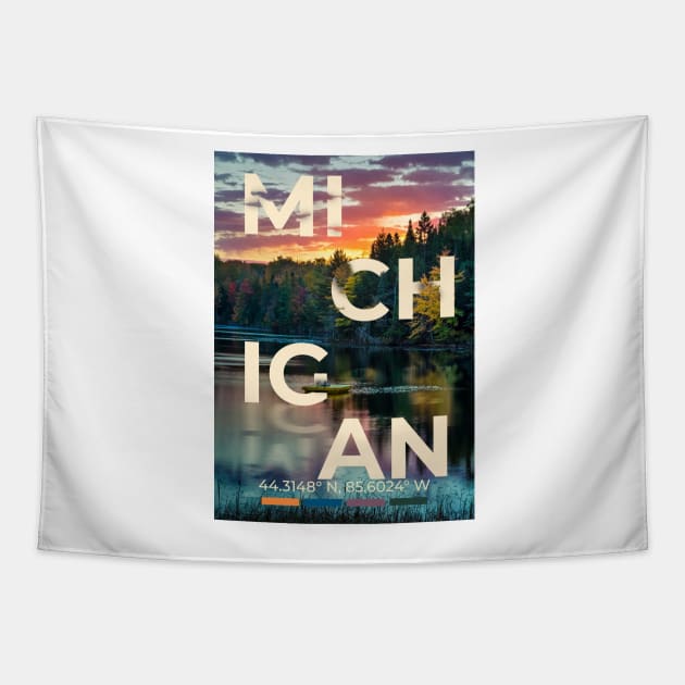 Michigan Travel Poster Tapestry by mardavemardave