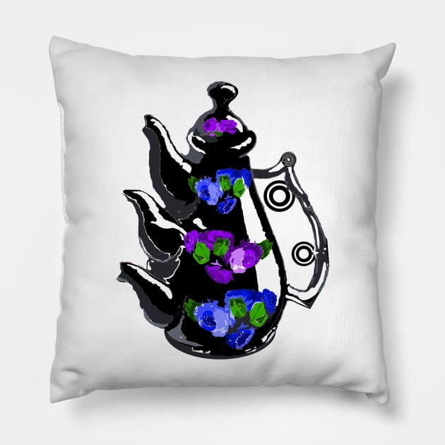 Topsy turvy teapot Pillow by Orchid's Art