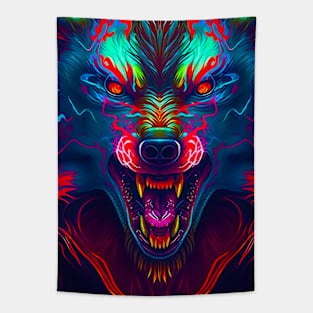 Psychedelic Colorful Werewolf Tapestry