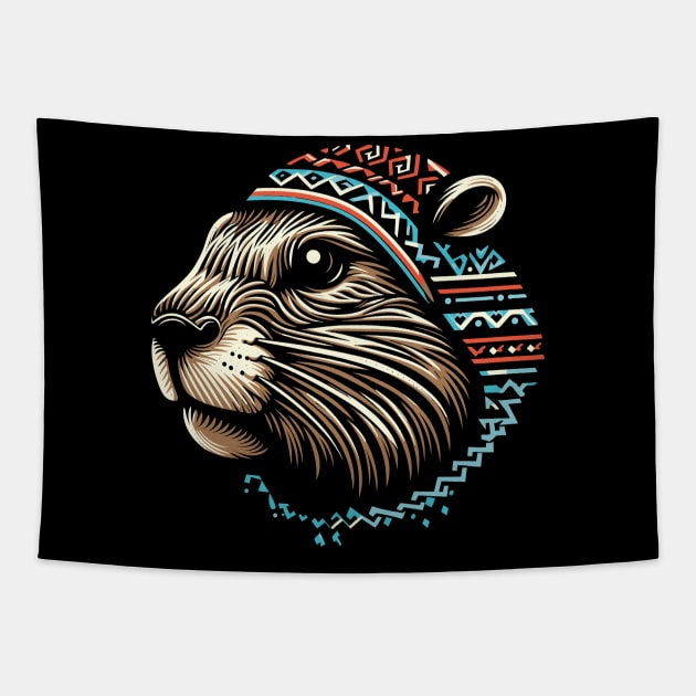 Design head beaver tribal style Tapestry by Casually Fashion Store