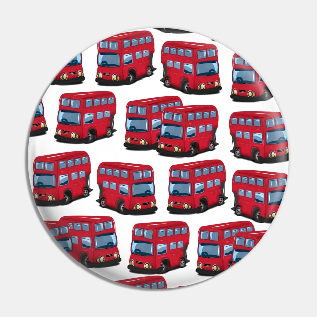 Red London Bus Pattern Pin by nickemporium1