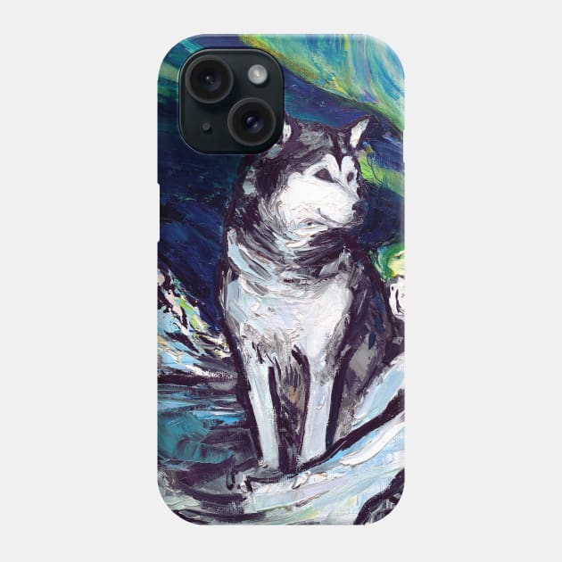 Malamute Night Phone Case by sagittariusgallery