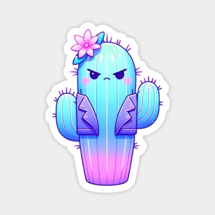 Angry Cactus Funny Western Kawaii Vaporwave Pastel Magnet