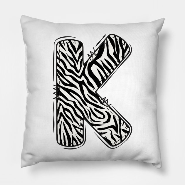 Zebra Letter K Pillow by Xtian Dela ✅