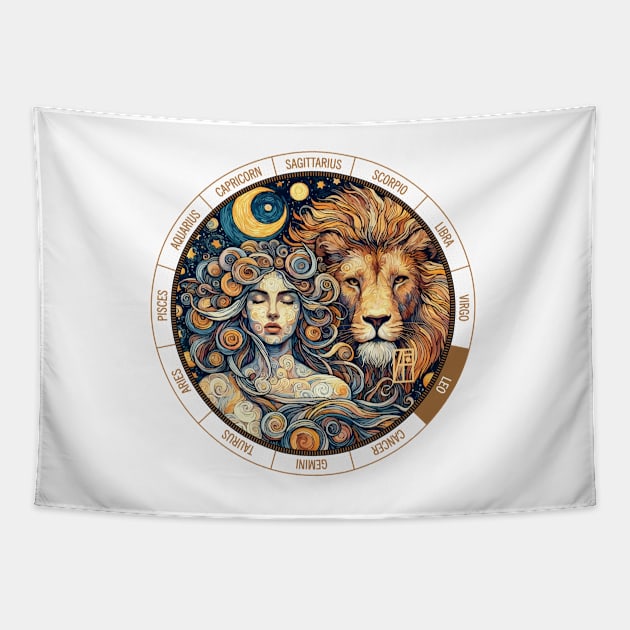 ZODIAC Leo - Astrological LEO - LEO - ZODIAC sign - Van Gogh style - 4 Tapestry by ArtProjectShop
