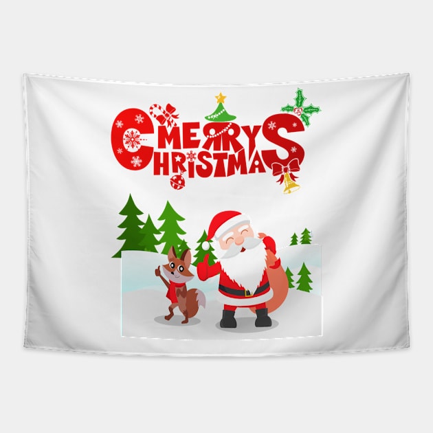 Santa Clause Merry Christmas Tapestry by Ledos