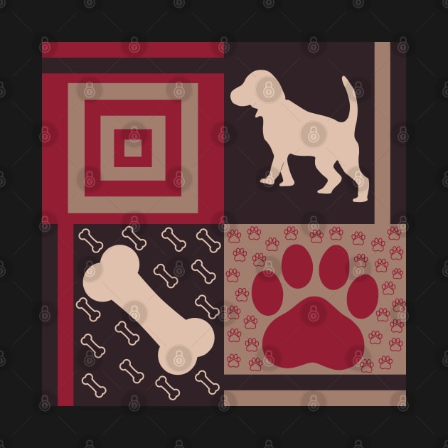 Beagle Puppy Dog Pattern, Burgundy by JahmarsArtistry - APA