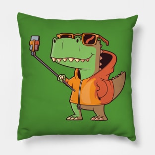 T-Rex Selfie Cartoon Pillow