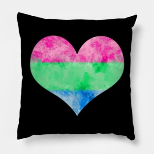 Poly Pride Heart - Watercolor Pillow