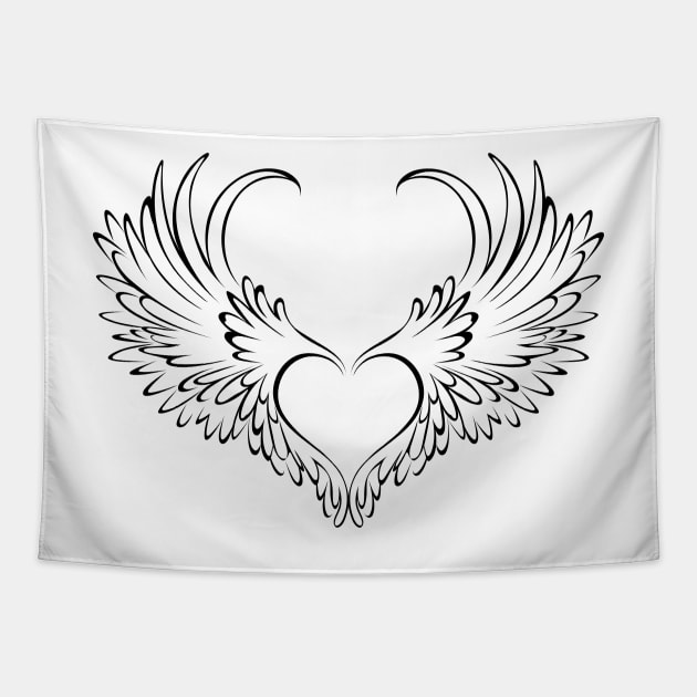 Winged angel heart Tapestry by Blackmoon9