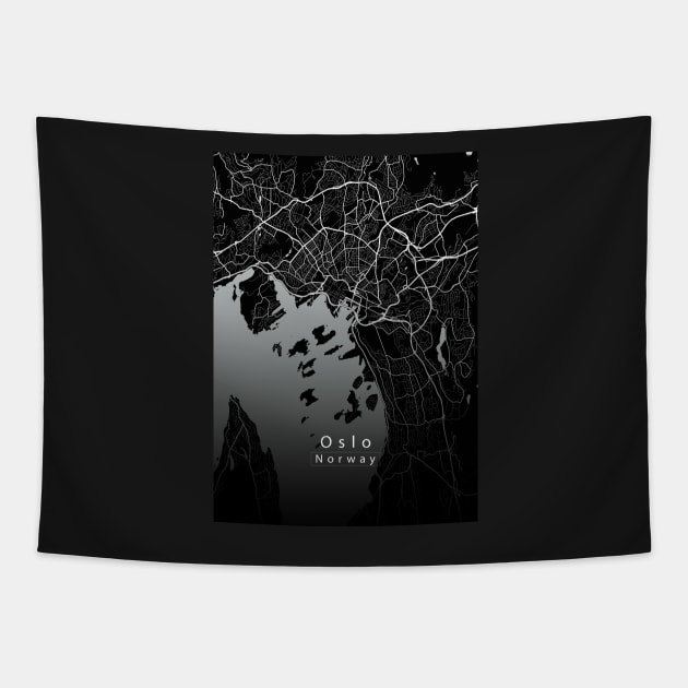 Oslo Norway City Map dark Tapestry by Robin-Niemczyk