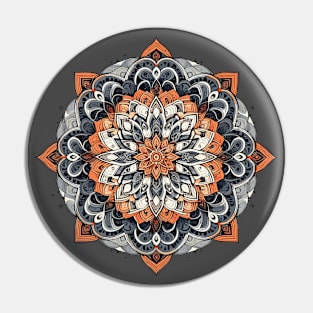 Mandala Orange Gray 1 Pin