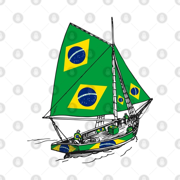 Vintage Brazil Flag Galleon Ship Sailor Team of Brazil Pride | Support Brazil Country by Mochabonk