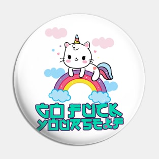 Cute Unicorn Cat bad Language Pin