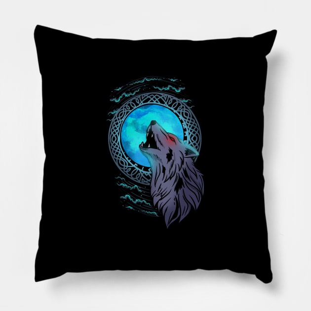 Viking Mythology - Fenrir Wolf Gift Pillow by biNutz