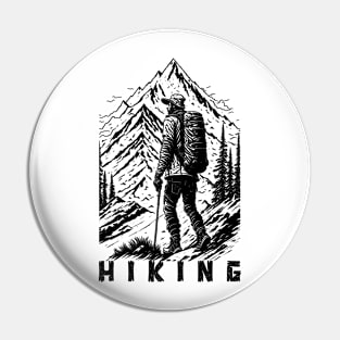 Hiking black and white Pin