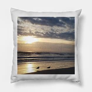 Summer Sunset Florida Seagulls Pillow