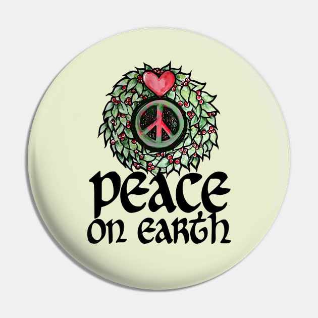 Peace on Earth Love Wreath Pin by bubbsnugg