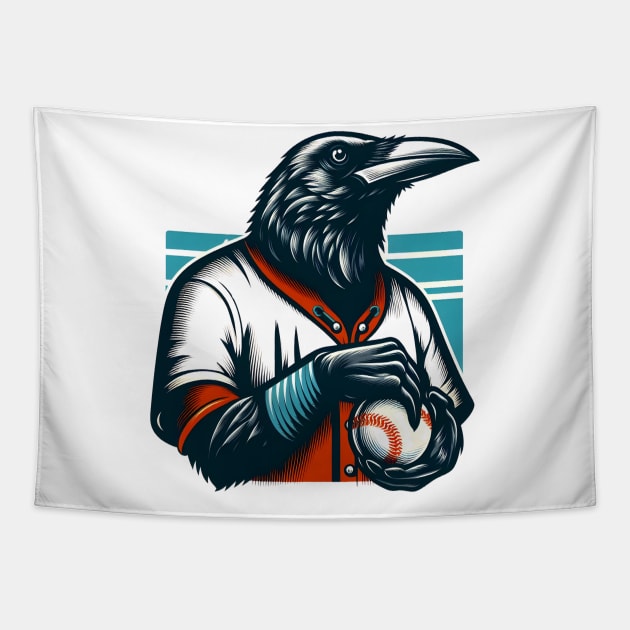 crows play baseball Tapestry by Rizstor