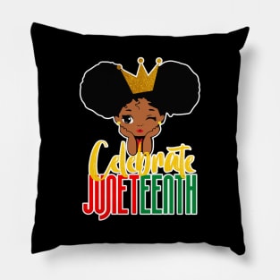 African Black Girl Toddler Girls Kids Celebrate Juneteenth Pillow