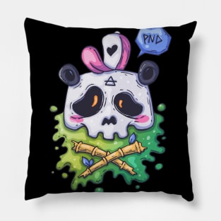 Cool Panda Bear Skully Skull in Rainbow Colors Pillow