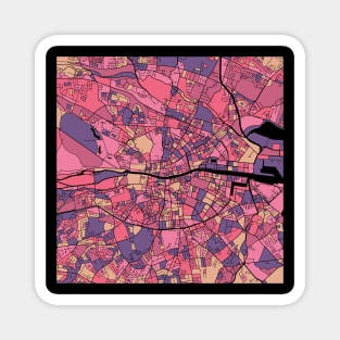 Dublin Map Pattern in Purple & Pink Magnet