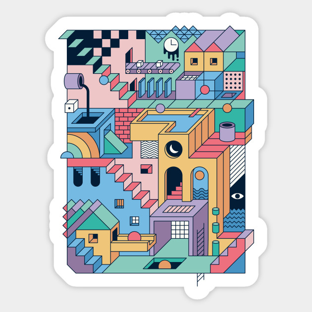 80s Escher - Surrealism - Sticker