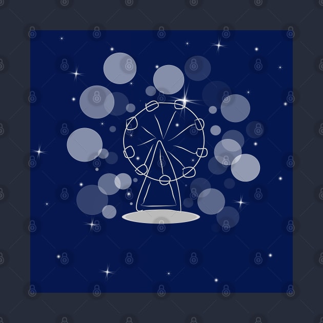 Ferris wheel, attraction, carousel. Banner, illustration with dark blue color background by grafinya