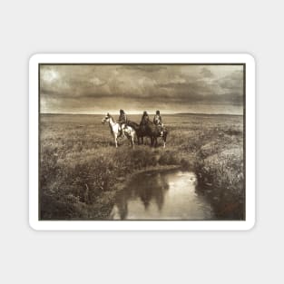 Three Native American Blackfoot Chiefs, Montana 1900 Edward S Curtis Magnet