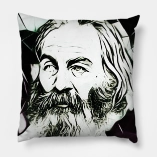 Walt Whitman Black and White Portrait | Walt Whitman Artwork 4 Pillow