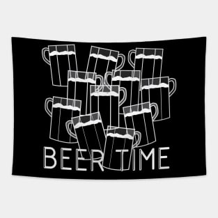 Black and white beer time Tapestry