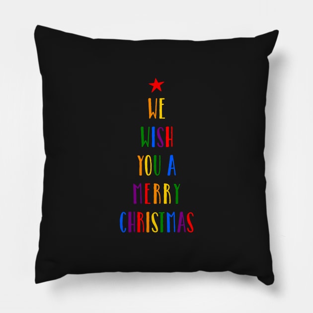 Rainbow Christmas Tree, Christmas card Pillow by beakraus