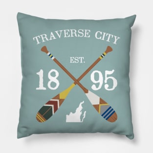 Paddle Traverse City, TC Michigan Lake Life Painted Oars Pillow