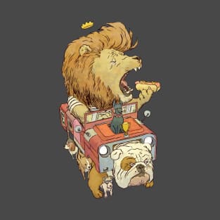 Lion in a Dog Car T-Shirt